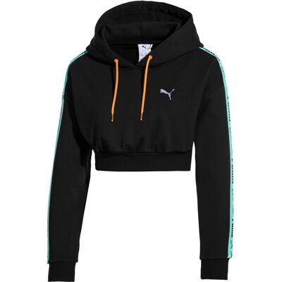 Puma x Sue Tsai Cropped Womens Hoodie Taped Logo Trui Zwart 578211 01 XS Puma x Sue Tsai Cropped Womens Hoodie Taped Logo Trui Zwart 578211 01 XS