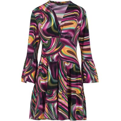 Conquista Mulberry Print jersey jurk met ruches S Conquista Mulberry Print jersey jurk met ruches S