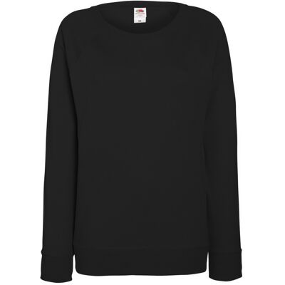 Fruit OF The Loom Dames Getailleerd lichtgewicht raglan sweatshirt (240 GSM) (Zwart) XS Fruit OF The Loom Dames Getailleerd lichtgewicht raglan sweatshirt (240 GSM) (Zwart) XS