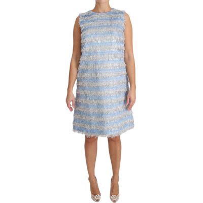 Dolce & Gabbana Vrouwen Lichtblauw Zilver Shift Jurk XS Dolce & Gabbana Vrouwen Lichtblauw Zilver Shift Jurk XS