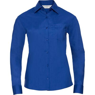 Russell Athletic Russell Collection Dames/Dames Klassiek Polycotton Easy-Care Shirt met Lange Mouwen (Helder Koninklijk) S Russell Athletic Russell Collection Dames/Dames Klassiek Polycotton Easy-Care Shirt met Lange Mouwen (Helder Koninklijk) S