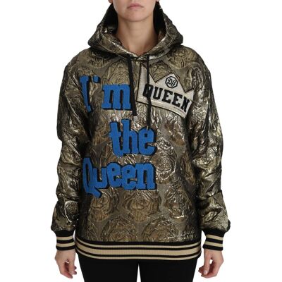 Dolce & Gabbana Dames Im The Queen Jaquard Goud Sweatshirt Hoodie 34 Dolce & Gabbana Dames Im The Queen Jaquard Goud Sweatshirt Hoodie 34