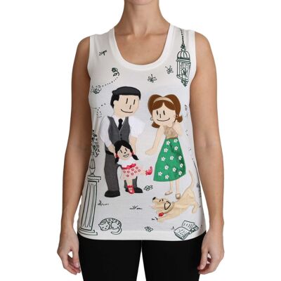 Dolce & Gabbana Witte Katoenen #gdfamily Mouwloze Shirt Tank Top XS Dolce & Gabbana Witte Katoenen #gdfamily Mouwloze Shirt Tank Top XS