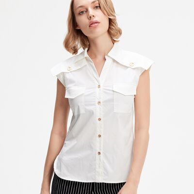 Smart & Joy Mouwloos shirt met flappen op schouders M Smart & Joy Mouwloos shirt met flappen op schouders M