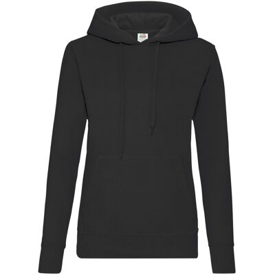 Fruit of the Loom Dames/Dames Classic 80/20 Lady Fit Hoodie (Zwart) XS Fruit of the Loom Dames/Dames Classic 80/20 Lady Fit Hoodie (Zwart) XS