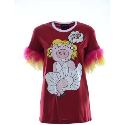 Dolce & Gabbana Vrouwen Veren T-shirt 32 Dolce & Gabbana Vrouwen Veren T-shirt 32
