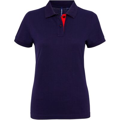 Asquith & Fox Dames/Dames Korte Mouwen Contrast Poloshirt (Marine / Rood) XS Asquith & Fox Dames/Dames Korte Mouwen Contrast Poloshirt (Marine / Rood) XS
