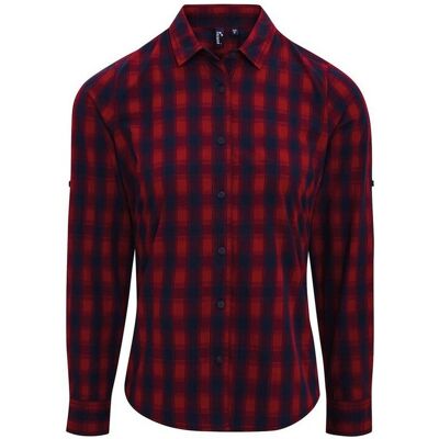 Premier Dames/Dames Mulligan geruit overhemd met lange mouwen (Rood/Zwaar) L Premier Dames/Dames Mulligan geruit overhemd met lange mouwen (Rood/Zwaar) L