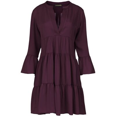 Conquista Donker bordeaux jurk met geplooide naden XL Conquista Donker bordeaux jurk met geplooide naden XL