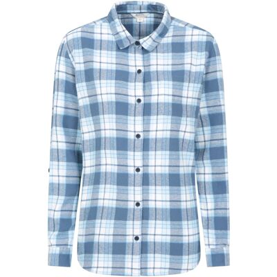 Mountain Warehouse Dames/Dames Balsem Geborsteld Flanellen Longline Shirt (Blauw) 42 Mountain Warehouse Dames/Dames Balsem Geborsteld Flanellen Longline Shirt (Blauw) 42