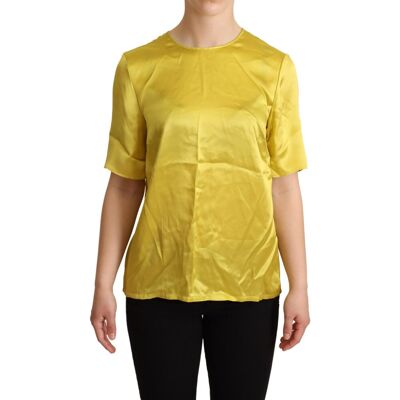 Dolce & Gabbana Dames Gele Zijde Korte Mouwen Blouse T-shirt 38 Dolce & Gabbana Dames Gele Zijde Korte Mouwen Blouse T-shirt 38