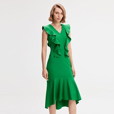 Smart & Joy Jersey -jurk met brede ruches S Smart & Joy Jersey -jurk met brede ruches S
