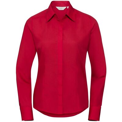Russell Athletic Russell Collection Dames/Dames Polycotton Slim Shirt met Lange Mouwen (Klassiek rood) XS Russell Athletic Russell Collection Dames/Dames Polycotton Slim Shirt met Lange Mouwen (Klassiek rood) XS