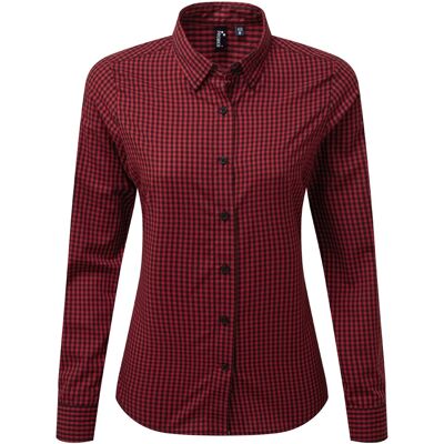 Premier Dames/dames Maxton Check Shirt met lange mouwen (Zwart/Rood) M Premier Dames/dames Maxton Check Shirt met lange mouwen (Zwart/Rood) M