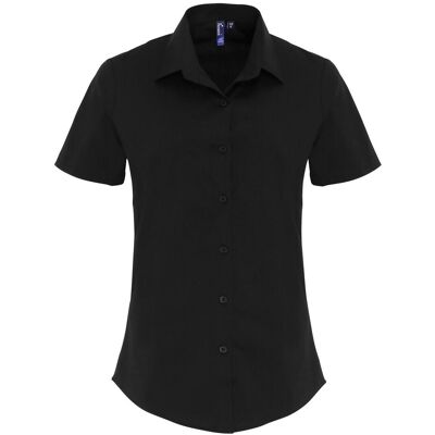 Premier Dames/Dames Stretch Formeel Overhemd Met Korte Mouwen (Zwart) 3XL Premier Dames/Dames Stretch Formeel Overhemd Met Korte Mouwen (Zwart) 3XL