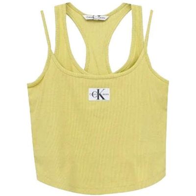 Calvin Klein Jeans Classic cotele Gele Tanktop - Top Calvin Klein Jeans Classic cotele Gele Tanktop - Top
