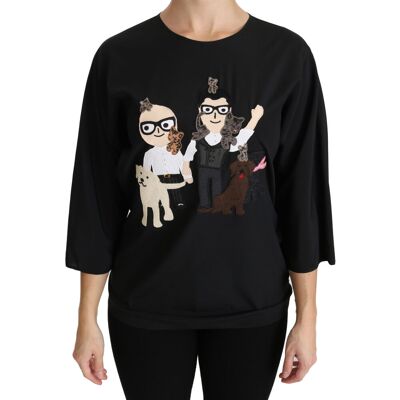 Dolce & Gabbana Zwart #dgfamily Top T-shirt Zijde Blouse XS Dolce & Gabbana Zwart #dgfamily Top T-shirt Zijde Blouse XS