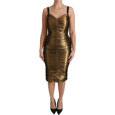 Dolce & Gabbana Goud Metallic Stretch Bodycon Ruched Jurk voor dames XS Dolce & Gabbana Goud Metallic Stretch Bodycon Ruched Jurk voor dames XS