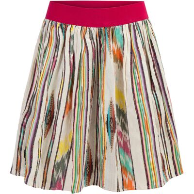 Mymo geplooide rok Dames Veelkleurig Inca-patroon XS Mymo geplooide rok Dames Veelkleurig Inca-patroon XS