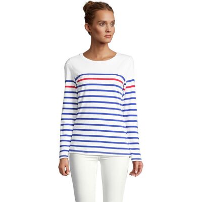 SOLS Dames/Dames Matelot Gestreept T-shirt Met Lange Mouwen (Wit/Royaalblauw/Rood) S SOLS Dames/Dames Matelot Gestreept T-shirt Met Lange Mouwen (Wit/Royaalblauw/Rood) S