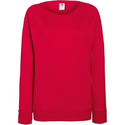 Fruit OF The Loom Dames Getailleerd lichtgewicht raglan sweatshirt (240 GSM) (Rood) XS Fruit OF The Loom Dames Getailleerd lichtgewicht raglan sweatshirt (240 GSM) (Rood) XS