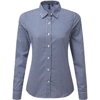 Premier Dames/dames Maxton Check Shirt met lange mouwen (Marine / Wit) XS Premier Dames/dames Maxton Check Shirt met lange mouwen (Marine / Wit) XS