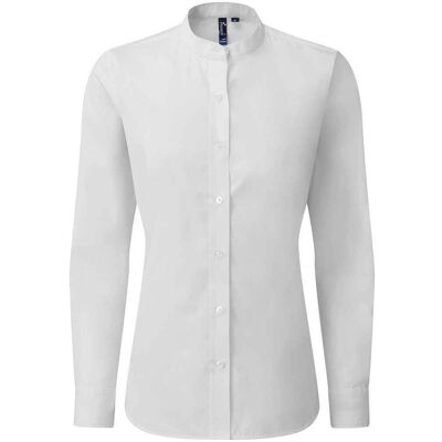 Premier Dames/Dames Formeel overhemd met gebandeerde grootvaderkraag (Wit) XL Premier Dames/Dames Formeel overhemd met gebandeerde grootvaderkraag (Wit) XL