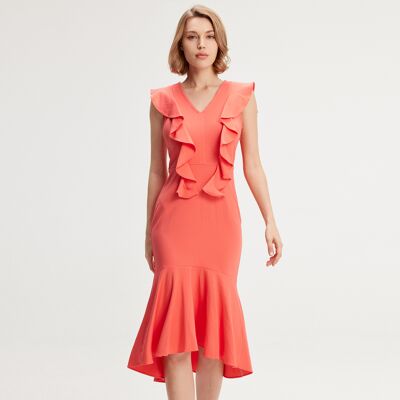 Smart & Joy Jersey -jurk met brede ruches S Smart & Joy Jersey -jurk met brede ruches S