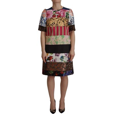 Dolce & Gabbana Multikleur Patchwork Bloemen Sheath Jacquard Mini Jurk Dameskleding Dolce & Gabbana Multikleur Patchwork Bloemen Sheath Jacquard Mini Jurk Dameskleding