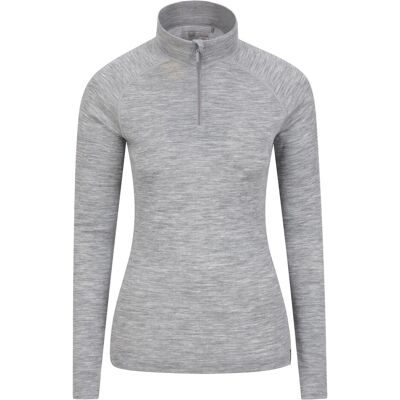 Mountain Warehouse Merino Wool Zip Neck Thermo Top - Grijs - Maat 12 UK Mountain Warehouse Merino Wool Zip Neck Thermo Top - Grijs - Maat 12 UK