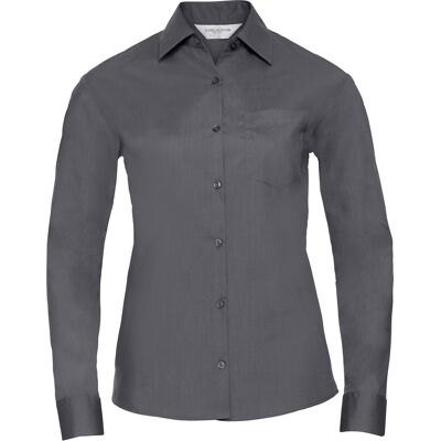 Russell Athletic Russell Collection Dames/Dames Klassiek Polycotton Easy-Care Shirt met Lange Mouwen (Konvooi Grijs) 4XL Russell Athletic Russell Collection Dames/Dames Klassiek Polycotton Easy-Care Shirt met Lange Mouwen (Konvooi Grijs) 4XL
