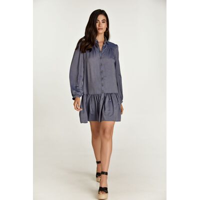 Conquista Blauwe denim stijl jurk met knopen L Conquista Blauwe denim stijl jurk met knopen L