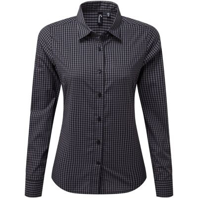 Premier Dames/dames Maxton Check Shirt met lange mouwen (Staal/Zwart) S Premier Dames/dames Maxton Check Shirt met lange mouwen (Staal/Zwart) S
