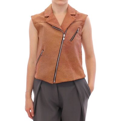 La Maison du Couturier Vrouwen Bruin Leren Jas Vest 42 La Maison du Couturier Vrouwen Bruin Leren Jas Vest 42