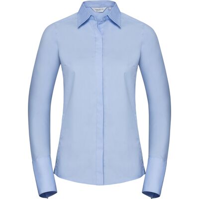 Russell Athletic Russell Collection Dames/Dames Ultimate Stretch Slim Shirt met Lange Mouwen (Heldere lucht) M Russell Athletic Russell Collection Dames/Dames Ultimate Stretch Slim Shirt met Lange Mouwen (Heldere lucht) M