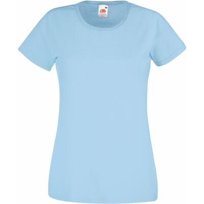 Fruit of the Loom Dames/vrouwen Lady-Fit Valueweight Short Sleeve T-Shirt (Pak van 5) (Hemelsblauw) XS Fruit of the Loom Dames/vrouwen Lady-Fit Valueweight Short Sleeve T-Shirt (Pak van 5) (Hemelsblauw) XS