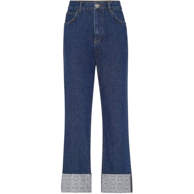 Philipp Plein Denim Trousers Loose Fit Cufffed Monogram 27 (Taille) Philipp Plein Denim Trousers Loose Fit Cufffed Monogram 27 (Taille)