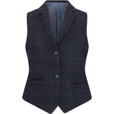 TruClothing Marineblauw, getailleerde tweed formeel gilet voor dames 36 TruClothing Marineblauw, getailleerde tweed formeel gilet voor dames 36