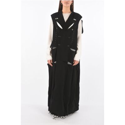 Maison Margiela MM0 maagdelijke wollen jas met dubbele rij knopen in zwart S Maison Margiela MM0 maagdelijke wollen jas met dubbele rij knopen in zwart S