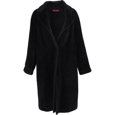 Max Mara Pre-owned Max Mara Enkele Knoop Teddy Jas in Zwarte Wol 36 Max Mara Pre-owned Max Mara Enkele Knoop Teddy Jas in Zwarte Wol 36