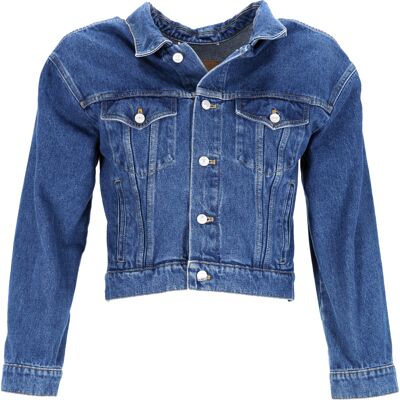 Balenciaga Pre-owned Balenciaga Geknoopte Cropped Jas in Blauwe Katoenen Denim M Balenciaga Pre-owned Balenciaga Geknoopte Cropped Jas in Blauwe Katoenen Denim M