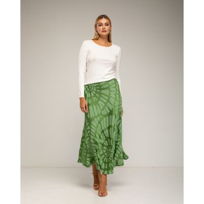 Tantra Midi rok van zijde, geometrische print S Tantra Midi rok van zijde, geometrische print S