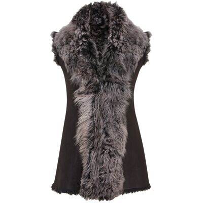 Infinity Leather Dames Zwarte Toscaanse Shearling Nappa Leren Schapenvacht Gilet - Parkes 44 Infinity Leather Dames Zwarte Toscaanse Shearling Nappa Leren Schapenvacht Gilet - Parkes 44