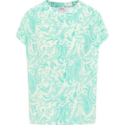 usha blouse met korte mouwen Dames Turkoois gebroken wit L usha blouse met korte mouwen Dames Turkoois gebroken wit L