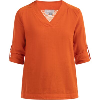 usha Blouseshirt met kant Dames oranje M usha Blouseshirt met kant Dames oranje M