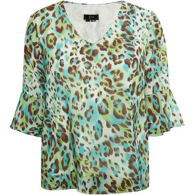 Faina Blouse shirt Dames Turkoois Veelkleurig S Faina Blouse shirt Dames Turkoois Veelkleurig S