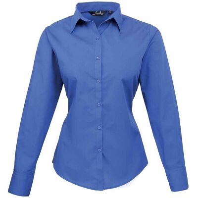 Premier Dames/Dames Popeline Blouse met Lange Mouwen (Koningsblauw) 6XL Premier Dames/Dames Popeline Blouse met Lange Mouwen (Koningsblauw) 6XL