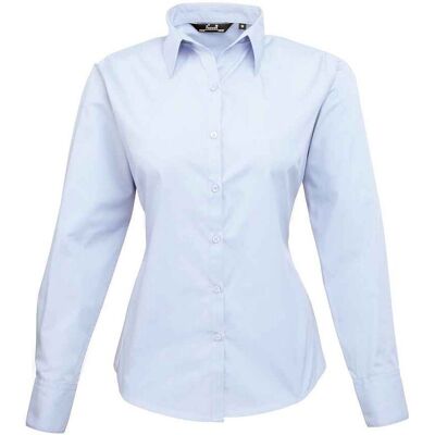 Premier Dames/Dames Popeline Blouse met Lange Mouwen (Lichtblauw) 6XL Premier Dames/Dames Popeline Blouse met Lange Mouwen (Lichtblauw) 6XL