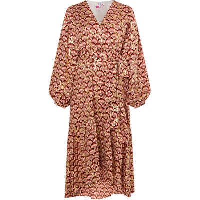IZIA Maxi-jurk met print Dames Camel Veelkleurig S IZIA Maxi-jurk met print Dames Camel Veelkleurig S