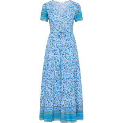 usha Maxi-jurk met bloemenprint Dames Lichtblauw Veelkleurig M usha Maxi-jurk met bloemenprint Dames Lichtblauw Veelkleurig M